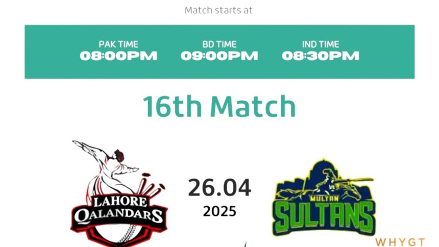 PSL 2025: Lahore Qalandars vs Multan Sultans – A Night of Fireworks at Gaddafi Stadium